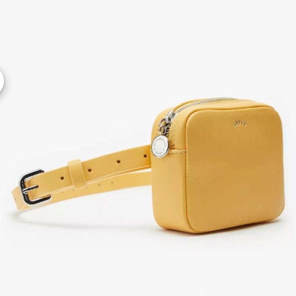 LEVI’S DIANA MUSTARD YELLOW PEBBLED LEATHER BELT CROSSBODY BAG **NWT** - Picture 10 of 10